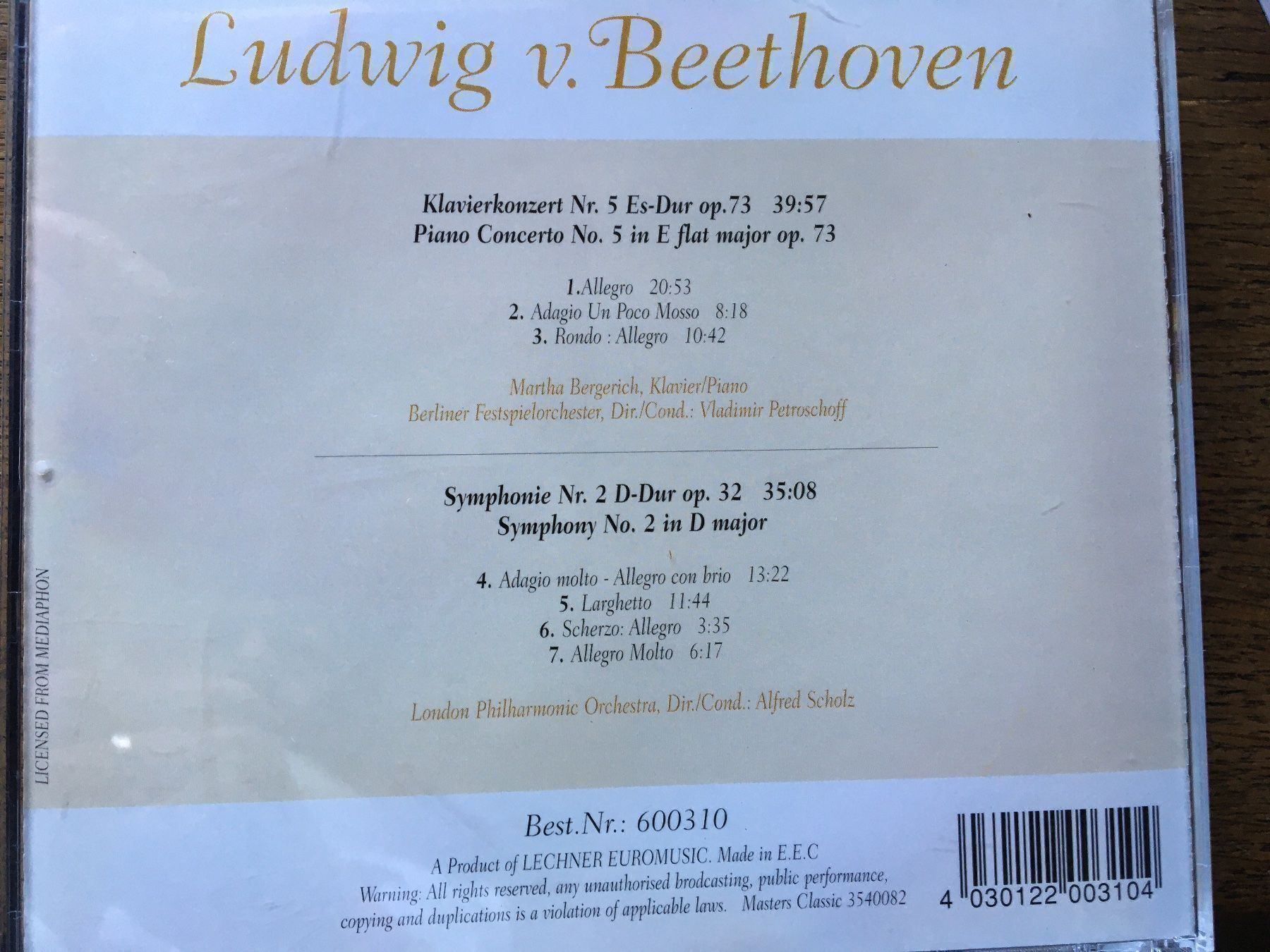 CD: Beethoven – Usato da Arth venduto da Vrecam51 1