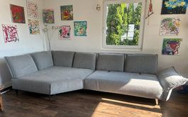 Ecksofa Bochum mit Kuschelecke - silbergrau