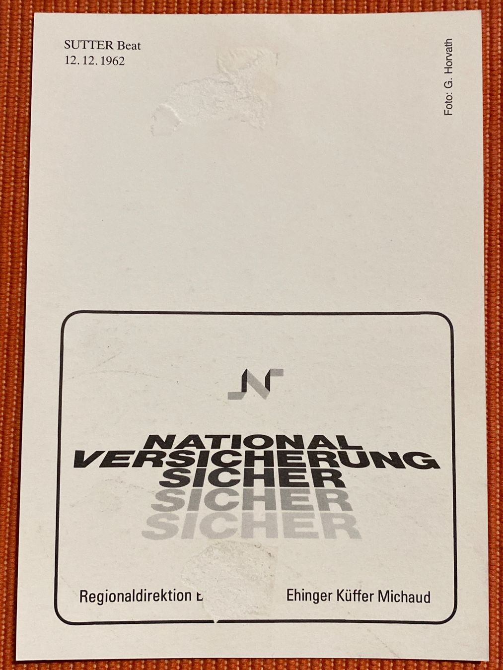 Autographes: FCB Autogrammkarte Sutter Beat 1981/82 – D'occasion à Büsserach par Gimenez77 1