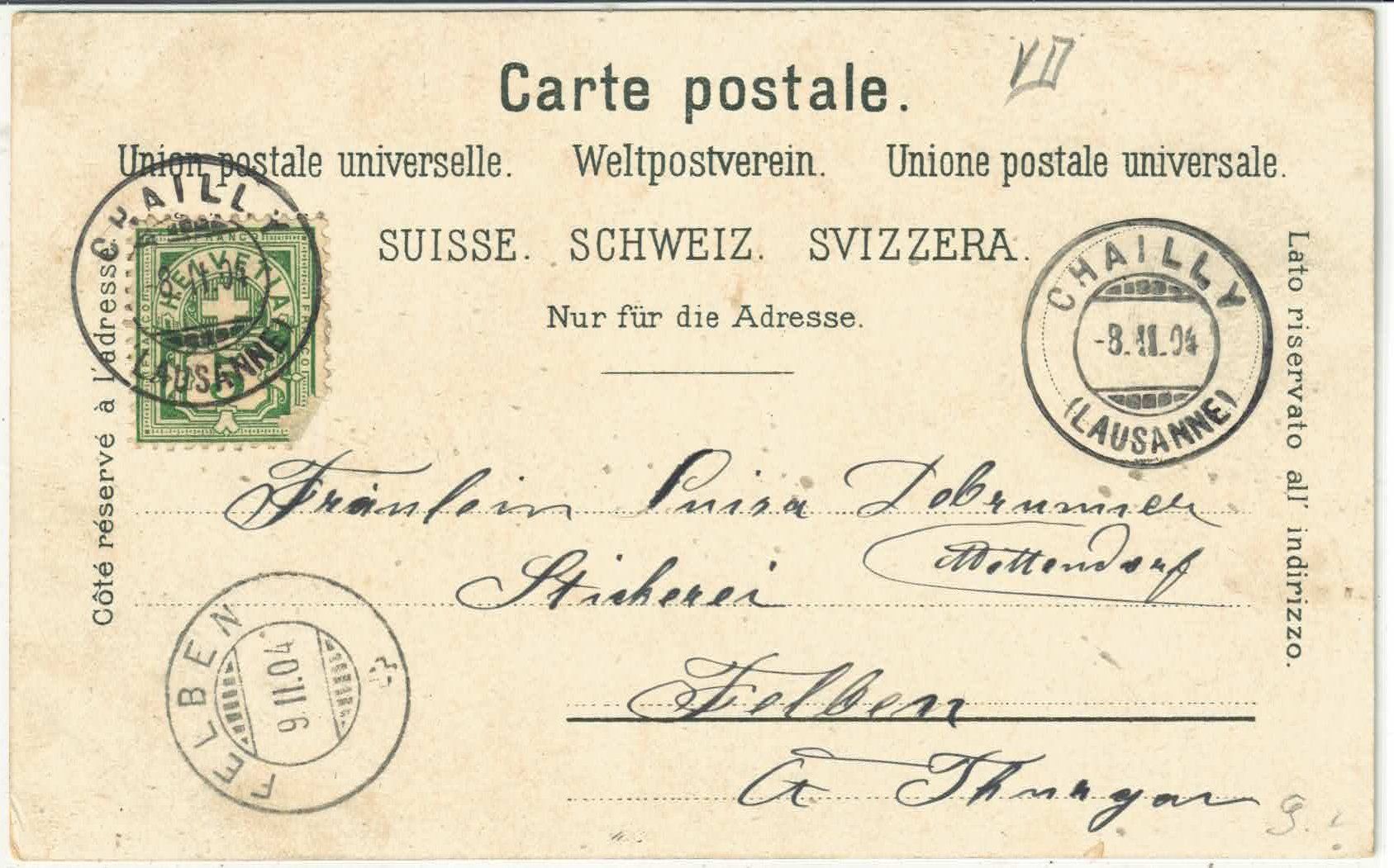 Cartoline postali: Souvenir de Lausanne - Mondschein – Usato da Ettingen venduto da Kartenplanet 1