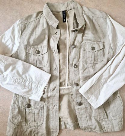 MARC CAIN JACKE LEINEN 36 S BEIGE BLAZER , TOP ZU BLUSE HOSE