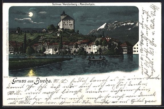 Cartoline postali: Lithographie Buchs, Schloss Werdenberg – Usato da Berlin venduto da bartko-reher