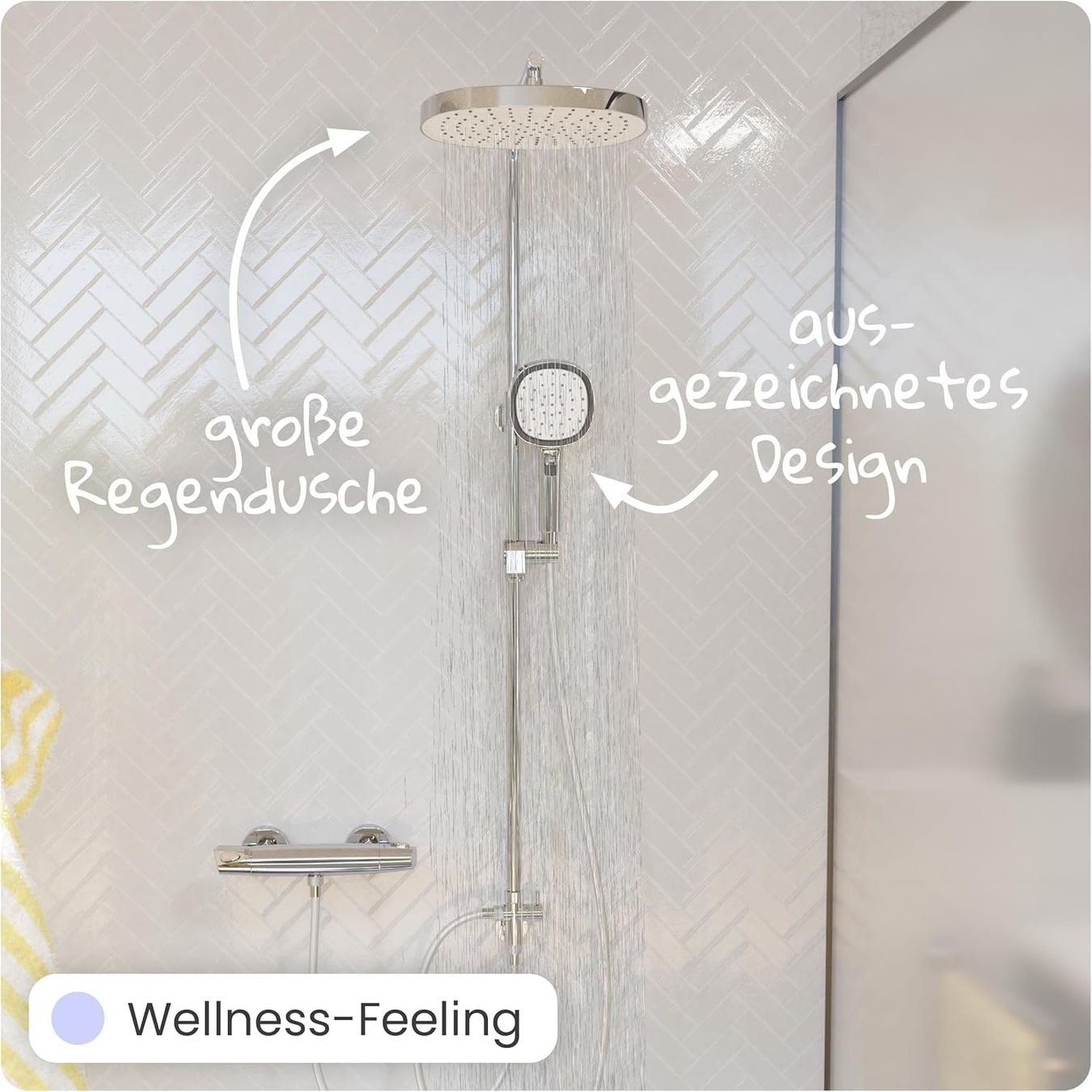 Docce: Regendusche Duschsystem Chrom Weiß Set – Usato da Suhr venduto da SchnapperCH 3