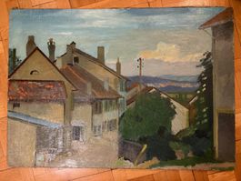 Henry Meylan - Rue a Lonay (Vaud) 65x92cm