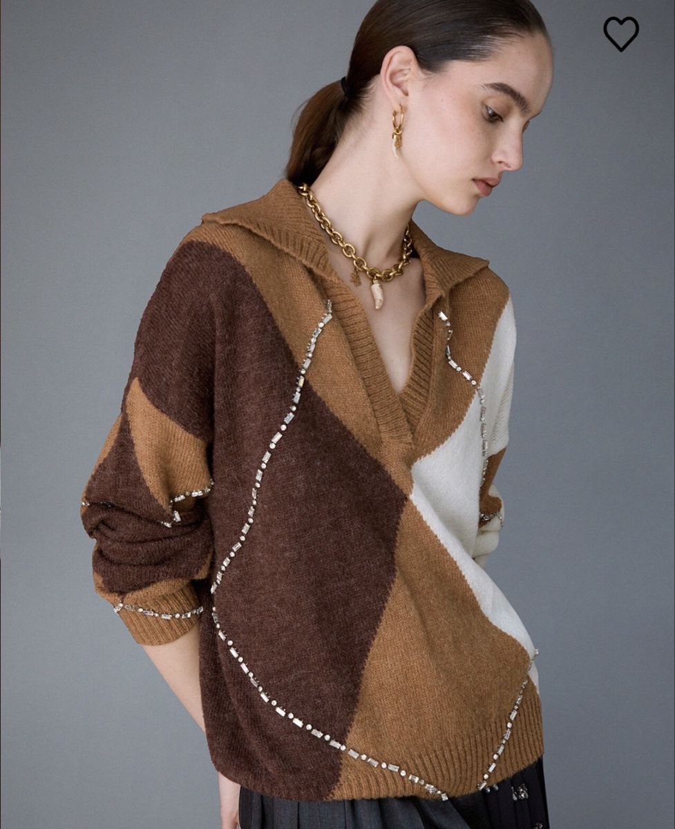 Liu Jo Maglioni & Felpe: Argyle Polo-Pullover mit Schmucksteinen Liu Jo – Nuovo (secondo la descrizione) da Baar venduto da mugi5813 1