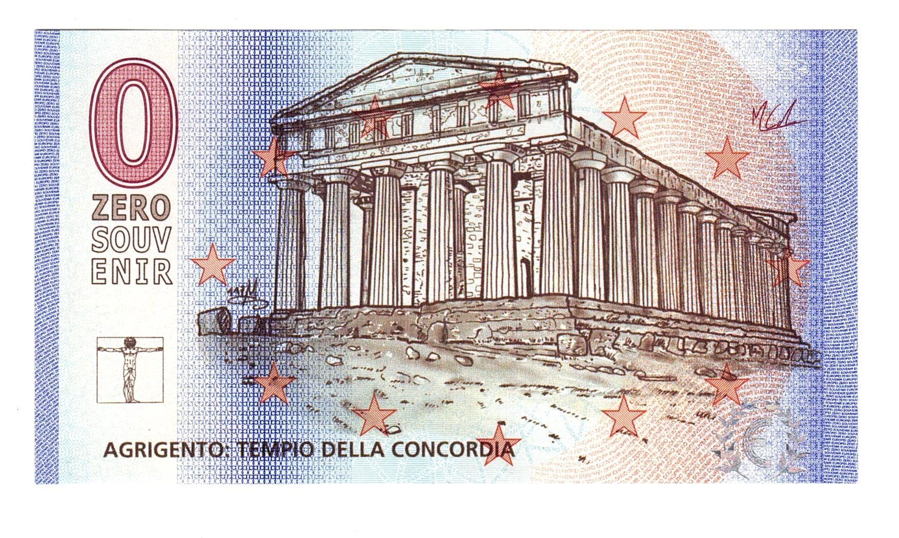 Banconote: 0 ZERO SOUVENIER ARGENTO TEMPIO DELLA CONCORDIA – Usato da Büetigen venduto da philat