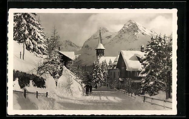 Cartoline postali: AK Arosa, Dorfmitte im Winter – Usato da Berlin venduto da bartko-reher