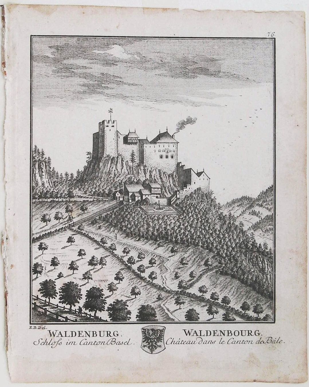 Stiche: Waldenburg  von Herrliberger 1756 – Gebraucht aus Rafz von Helvet32
