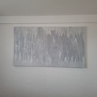Modernes Acrylgemälde in Silber und Grau, Einzelstück!