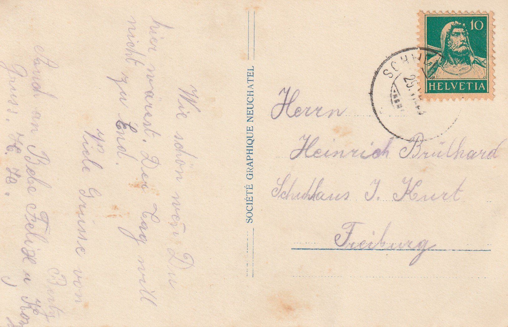 Ansichtskarten: AK - Schwefelberg-Bad - gel. 29.7.1923 – Gebraucht aus Fribourg von schnalla92 1