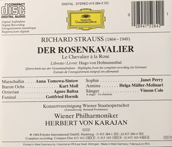 CDs: Strauss - Der Rosenkavalier (Karajan) – Gebraucht aus Grüningen von azulamarillo 1