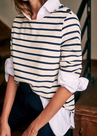 Sezane haut Colette marinière bleue XS