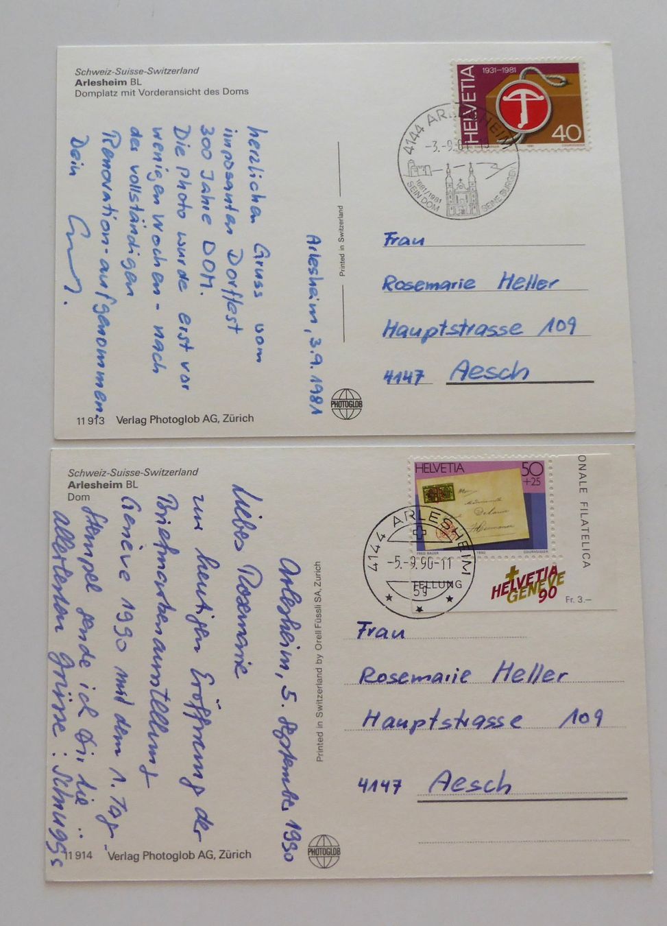Ansichtskarten: Arlesheim Dom neue Ansichten 1981 – Gebraucht aus Aesch BL von Kauri1 1
