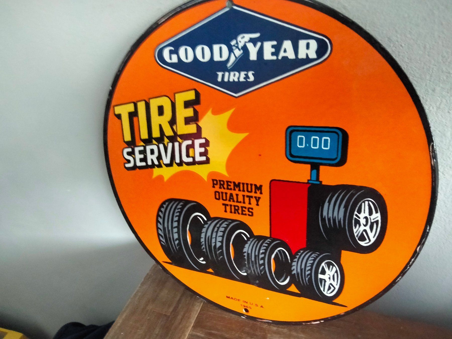 Goodyear Insegne: Werbeschild Emaille Good Year  / Rund 30cm – Usato da Wallenwil venduto da Md111 1