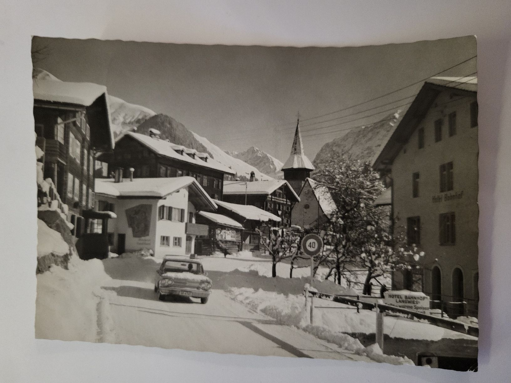 Cartoline postali: Ansichtskarte Winterlandschaft Langwies GR mit Hotel  Rmu – Usato da nunningen venduto da mic_88k2