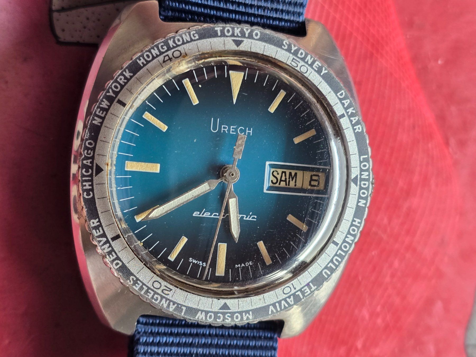 Uhren: 324 Urech Electronic  Day Date Worldtimer Wunderschoen – Gebraucht aus Muri AG von Corredor 2