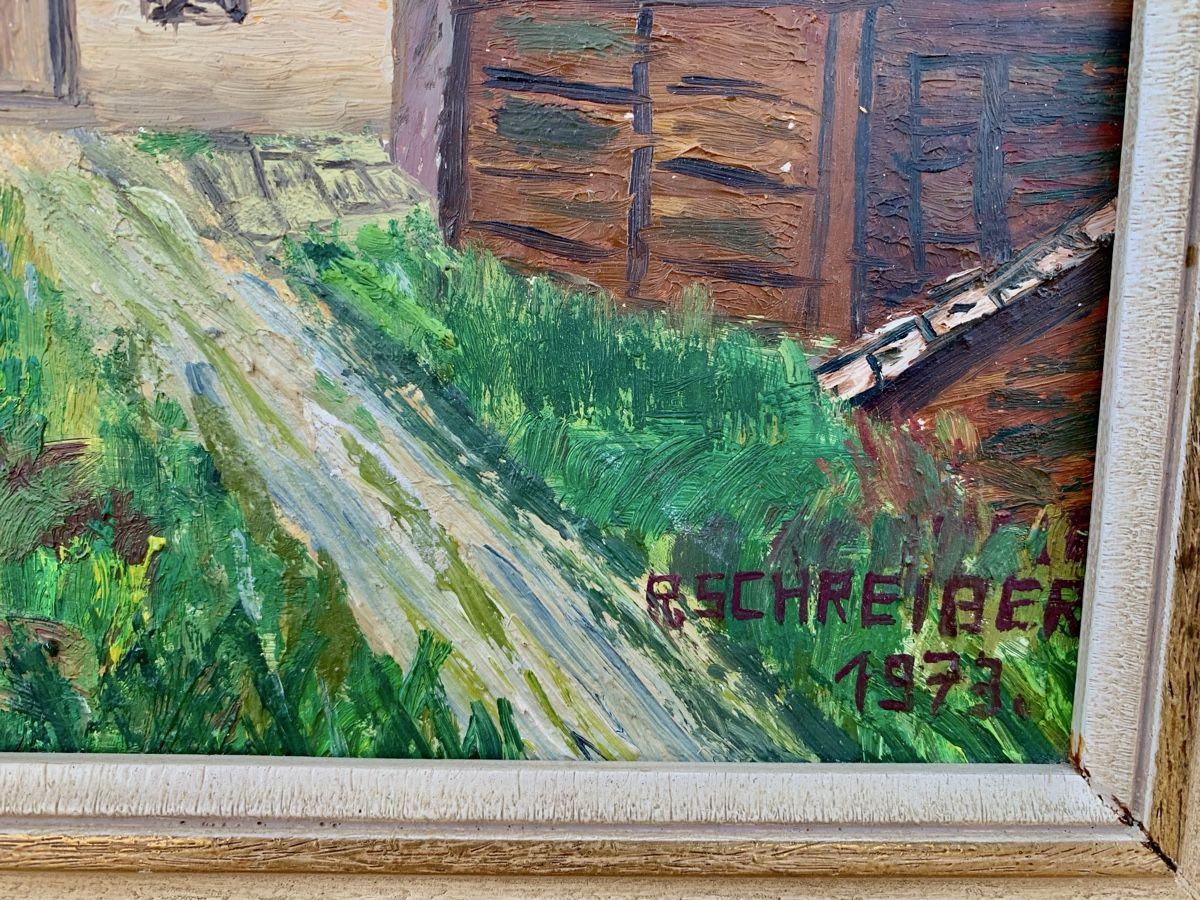 Dipinti: Gemälde R.Schreiber 1973, Schweizer Bergdorf, Original! – Usato da Wallisellen venduto da Died 2