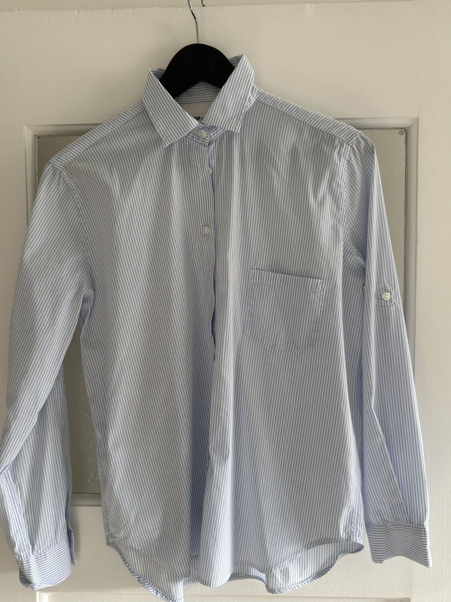 Camicette: Lightweight cotton white blue striped shirt with sequins – Nuovo (secondo la descrizione) da Biel/Bienne venduto da zit_v5yc 3