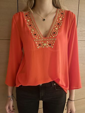 orange Michael Kors Bluse mit Steinen