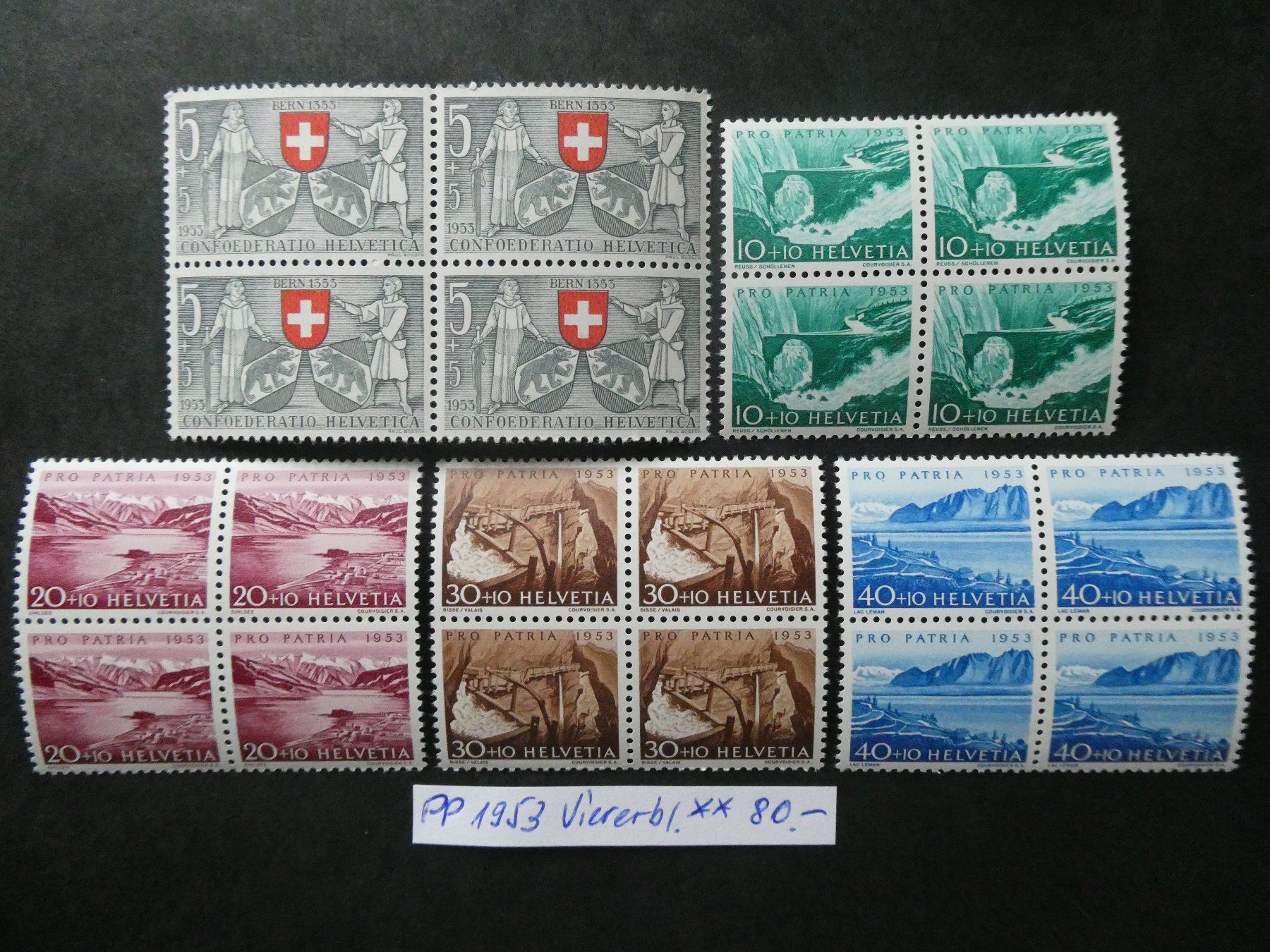 Tutti i francobolli: PP 1953 postfrische Viererblöcke – Usato da Lausen venduto da Herbamare01