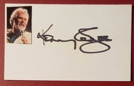 Kenny Rogers 1938-2020 Autogramm signiert Karte m.Bild 8x13c