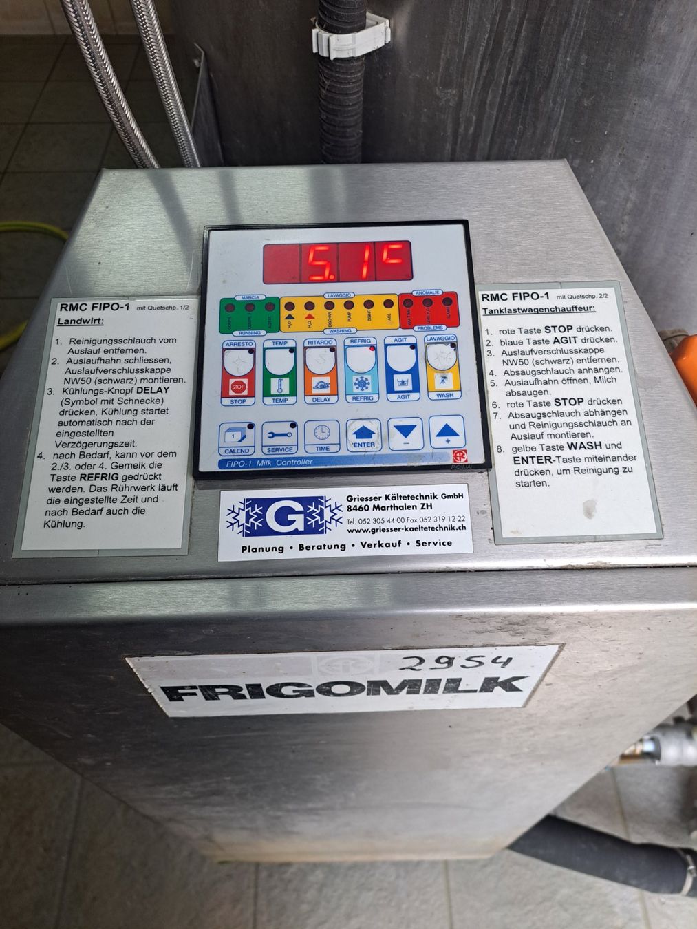 Tecnica di mungitura: Milchtank Grießer 2600l – Usato da Staffelbach venduto da Fazer6000 1