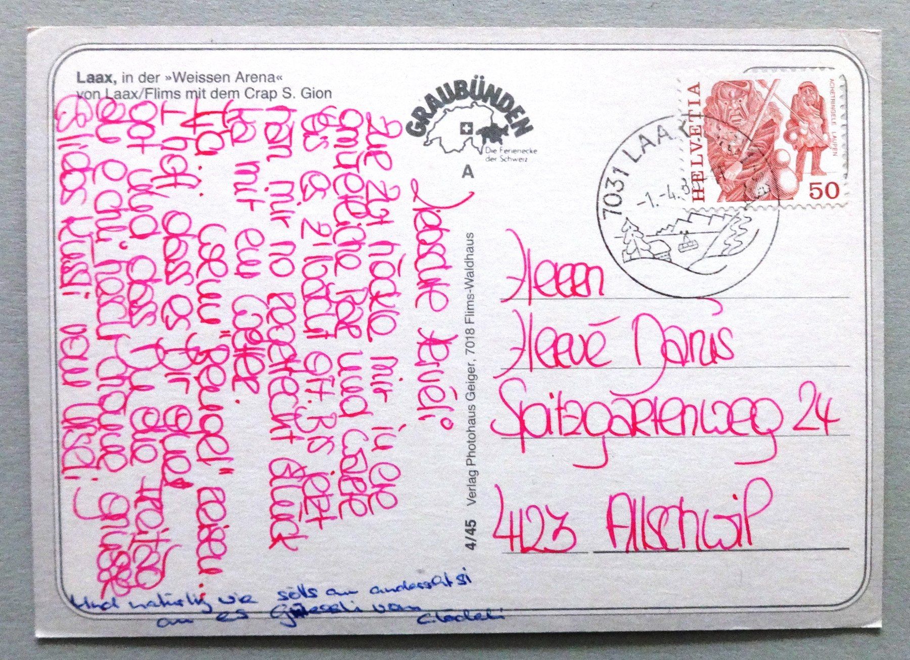 Cartoline postali: Laax in der "Weissen Arena" – Usato da Fétigny venduto da Billy2miny 1