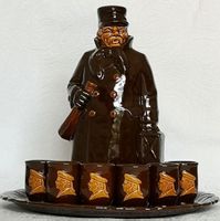 Vintage Mr. Pickwick Dekanter 6 Becher u. Teller Mid Century