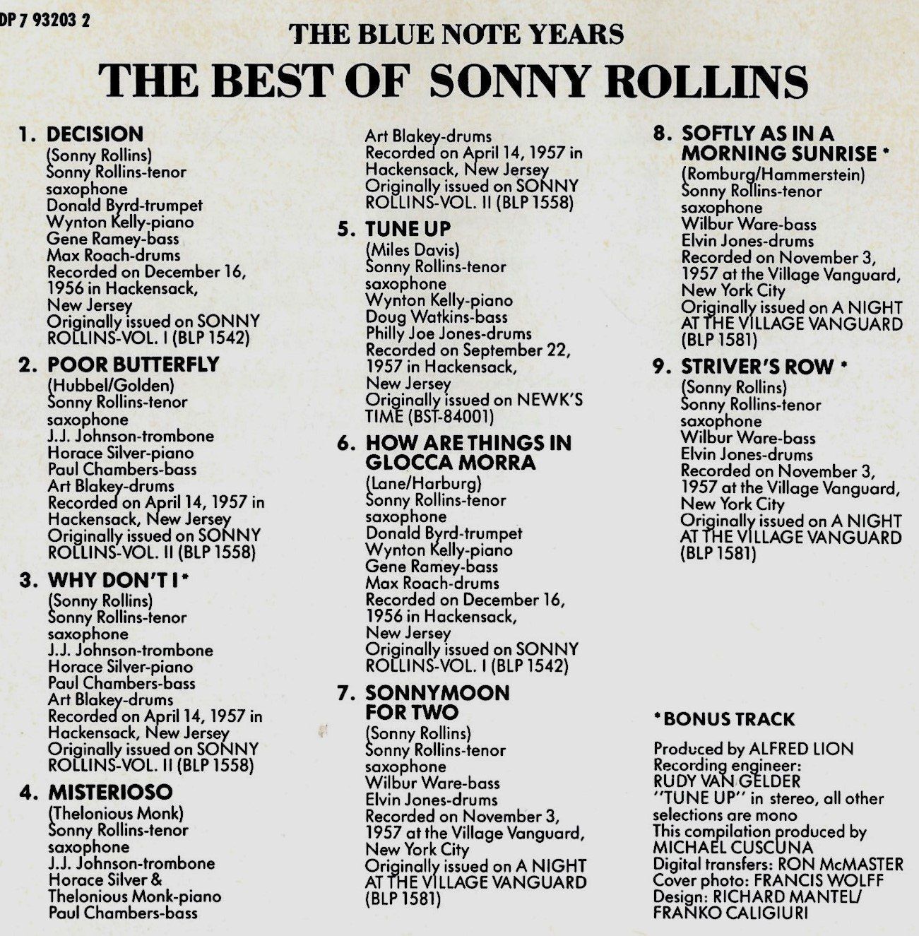 CD: Sonny Rollins BLUE NOTE Horace Silver J.J.Johnson Bop JazzCD – Usato da Kandergrund venduto da Sososo 2