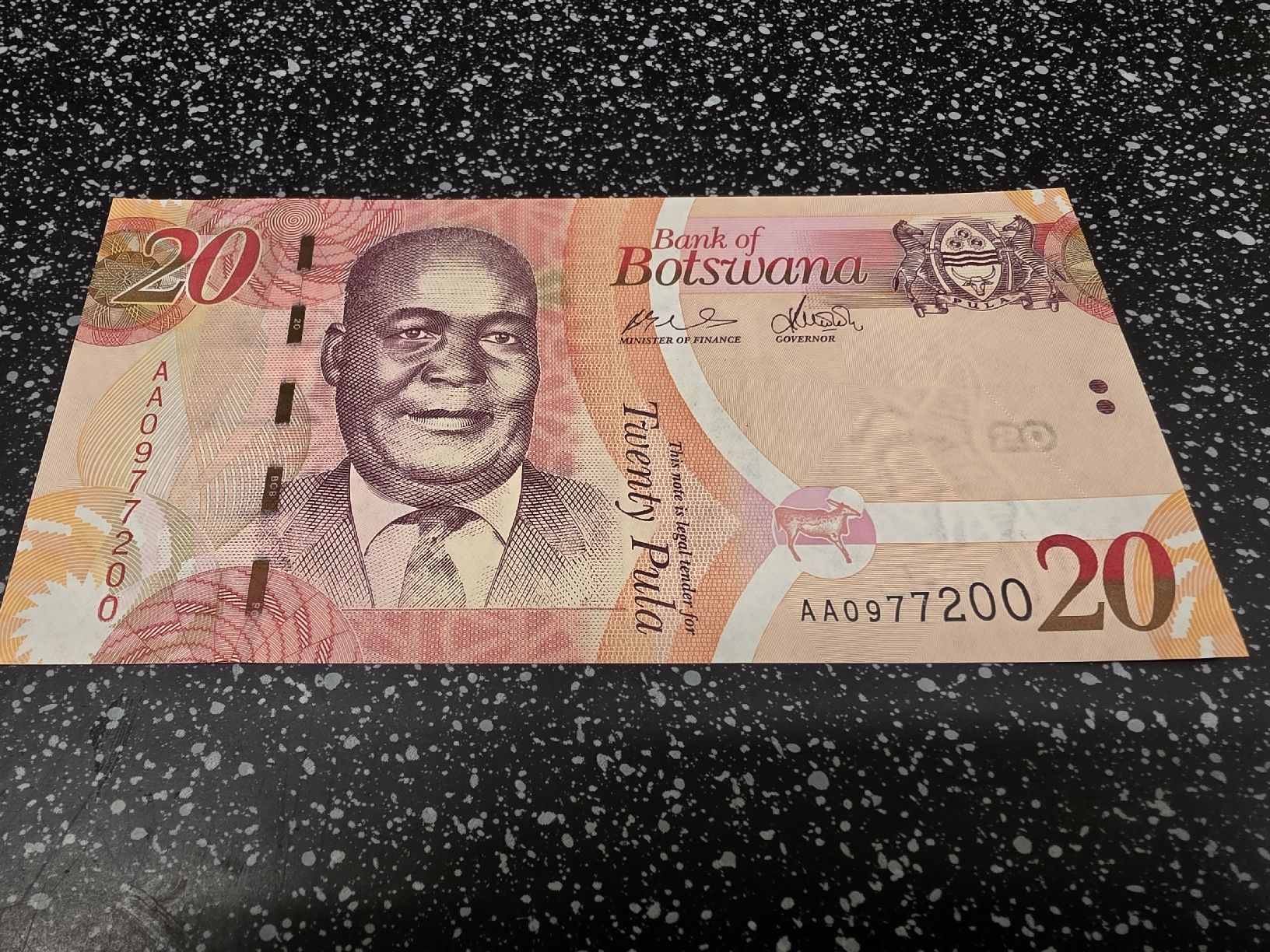 Banconote: Banknote Botswana 20 Pula Banka ya Botswana  – Nuovo e nell'imballaggio originale da Herisau venduto da Antiques.AR