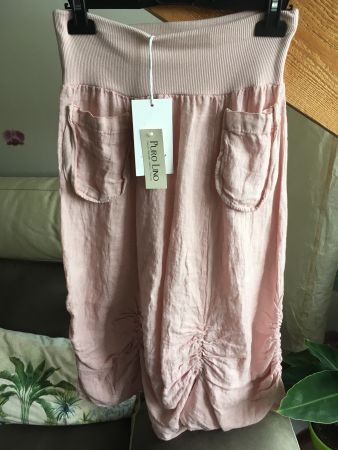 Jupe en lin rose poches fantaisie TU 36/38