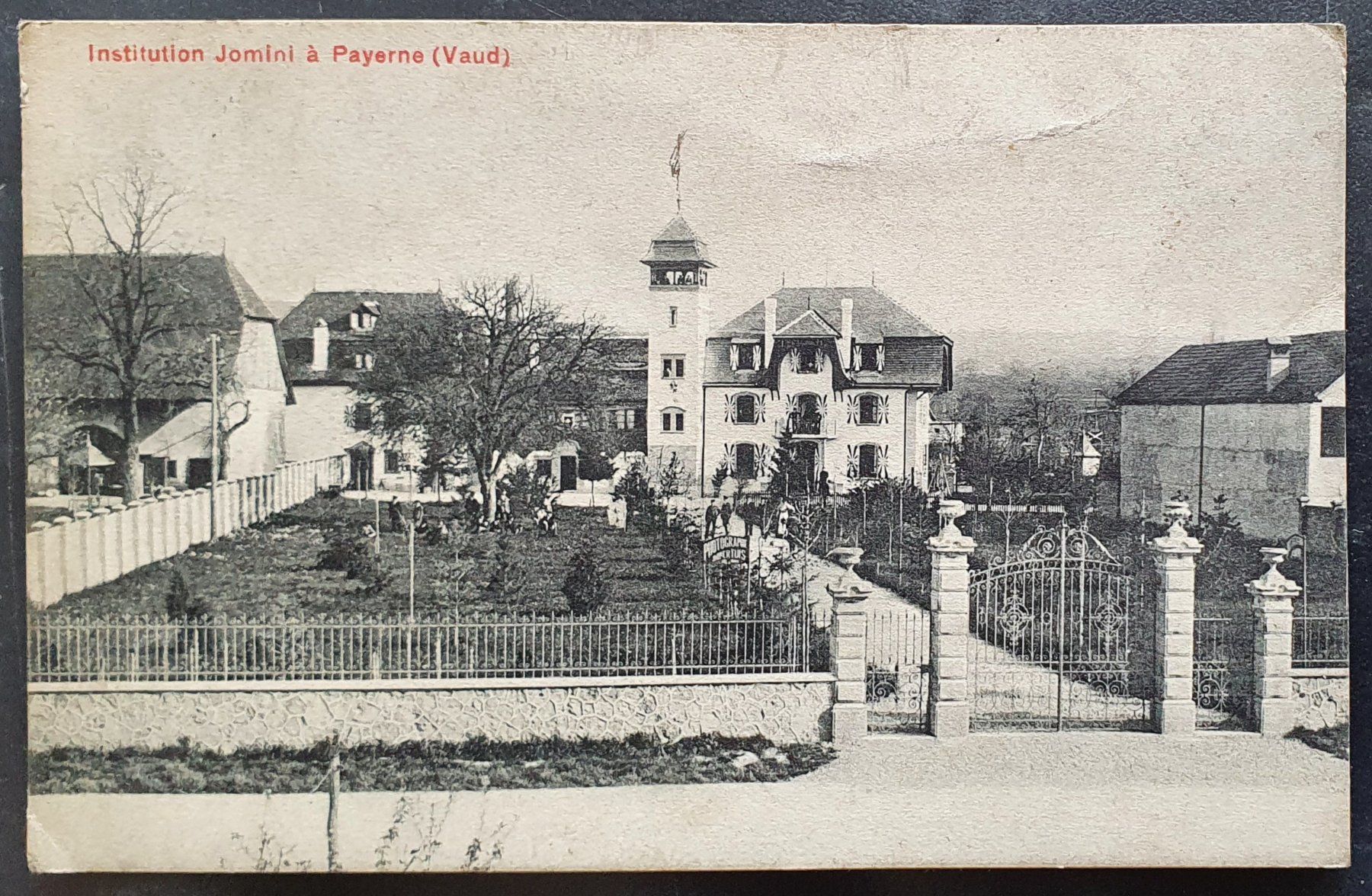 Cartoline postali: Payerne 1908 -  Institution Jomini – Usato da Kreuzlingen venduto da Rschweiz1