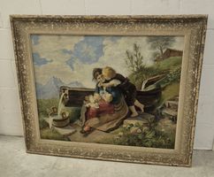 Antikes Ölgemälde auf Leinwand, 19. Jahrhundert