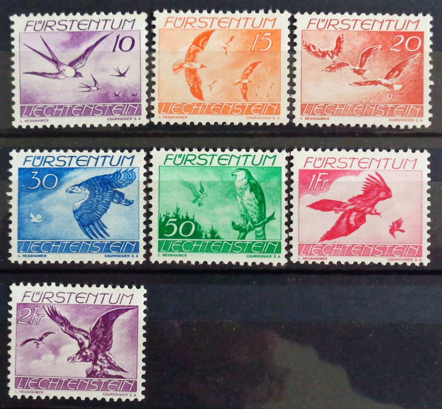 Alle Briefmarken: LIECHTENSTEIN 1939: Flugpostserie ** – Neu (gemäss Beschreibung) aus Le Locle von timbrettino