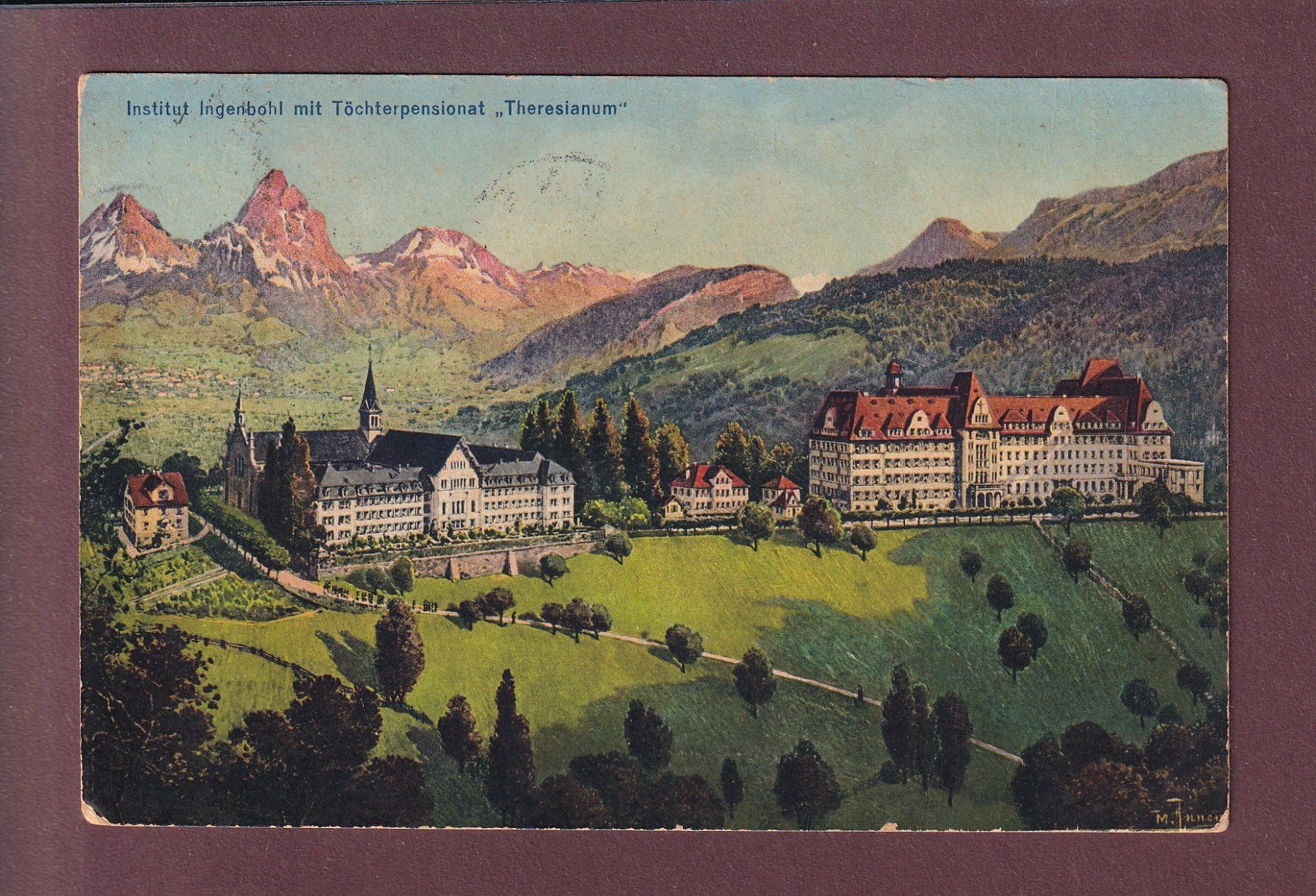 Cartoline postali: INGENBOHL Institut - Theresianum - 1920 – Usato da Pully venduto da nicecards