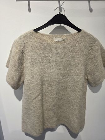 Liviana Conti Strickshirt beige kurzarm Baumwollmix