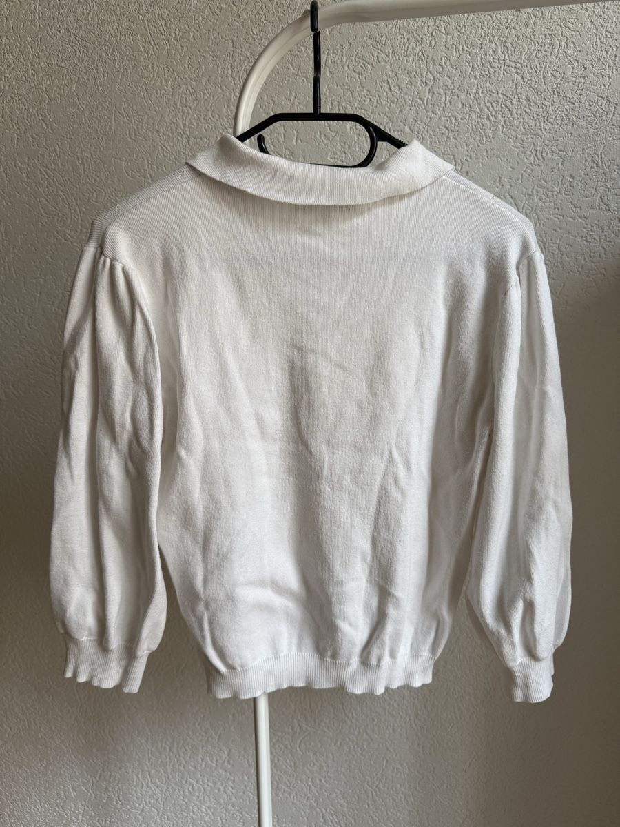 Morgan Maglioni & Felpe: Pull blanc boutons dorés nacre Morgan, t.38/M – Usato da Tavannes venduto da Thriftshop 2