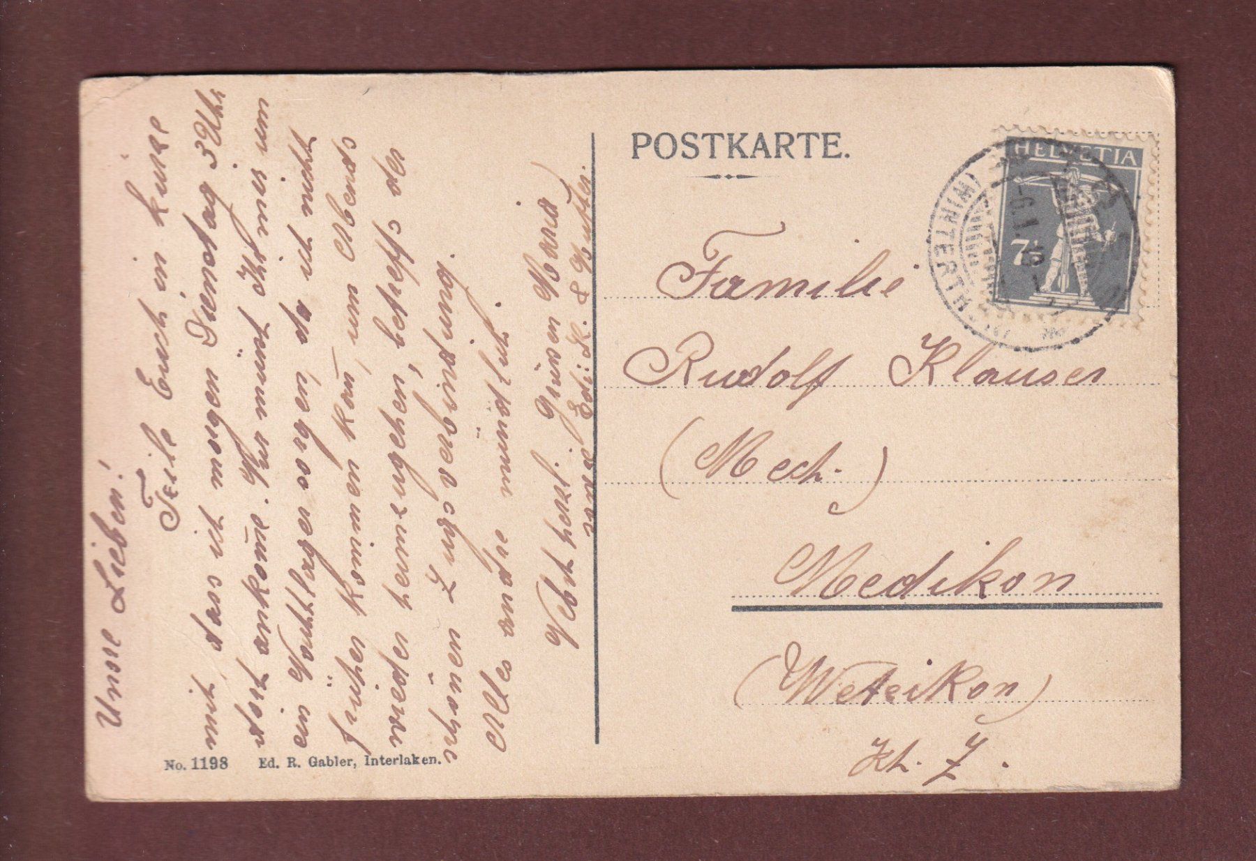 Cartoline postali: WILDERSWIL - 1919 // Eckbug // – Usato da Pully venduto da nicecards-shop 1