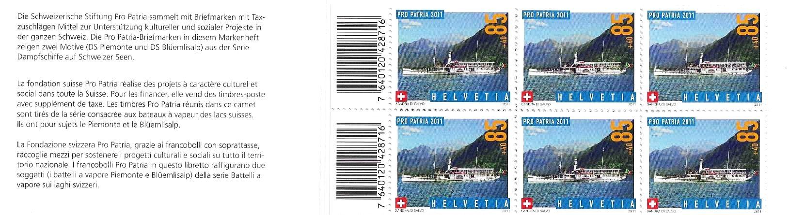 Alle Briefmarken: MK DAMPF SCHIFFE SCHWEIZER SEEN 2011 postfrisch** FRANKATUR – Neu (gemäss Beschreibung) aus Schlossrued von Aronliam