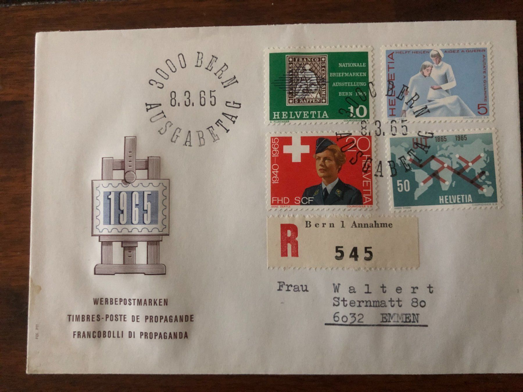 Tutti i francobolli: FDC Werbepostmarken, Charge 8.3.65 Bern1 – Usato da Landquart venduto da interesse63