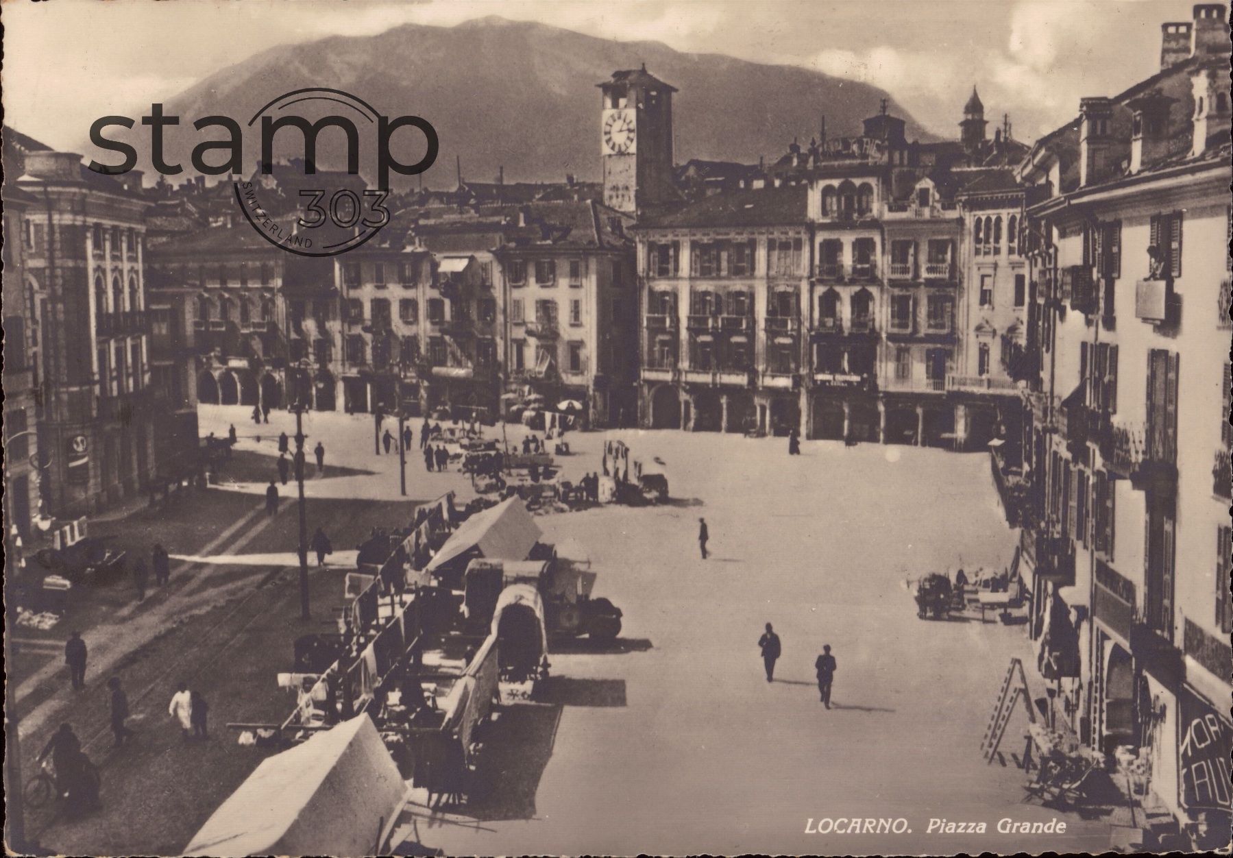 Cartoline postali: 1939 AK Locarno _ Piazza Grande – Usato da Eggersriet venduto da stamp303