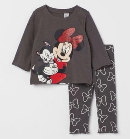 H&M X MINNIE DISNEY 🐭 ❤️ Leggings côtelé & pull 86