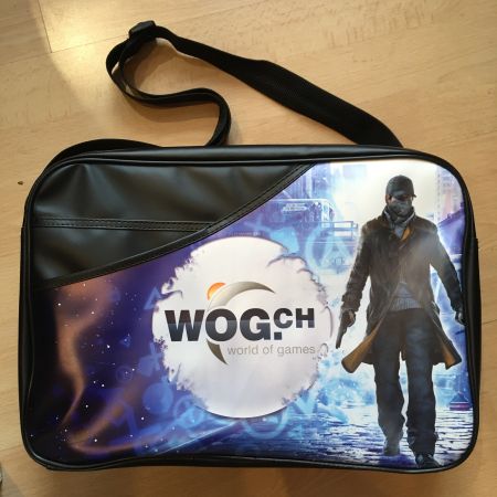 WOG.ch world of games Umhänge Tasche schwarz Druck farbig