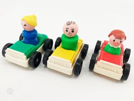 Fisher-Price Little People + Auto Vintage 70s 3x (A)