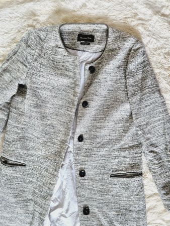 MANTEL MASSIMO DUTTI MIT LEDER BESATZ JACKE LEINEN TUNIKA