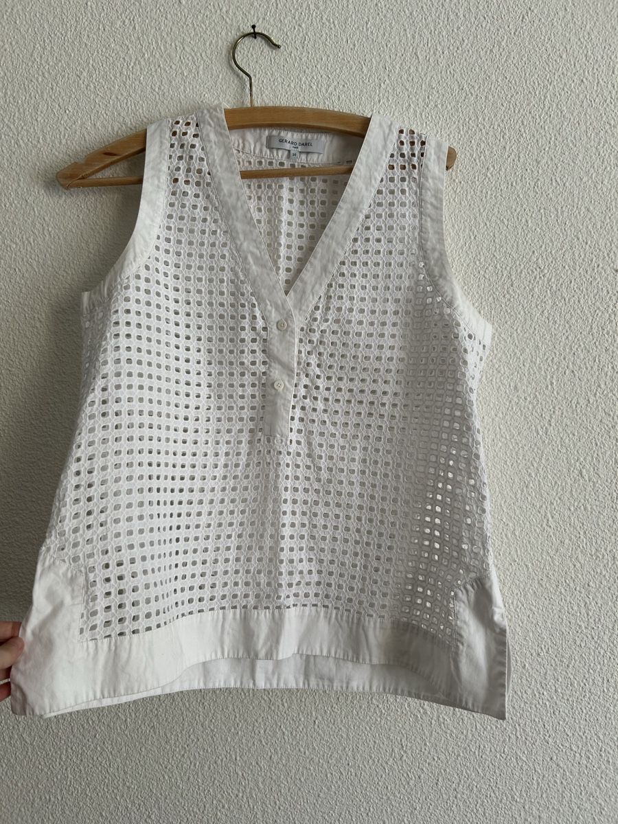 Gérard Darel Top: Top Gerard Darel blanc brodé T 36 été chic élégant – Nuovo (secondo la descrizione) da Morges venduto da cat_6cm9