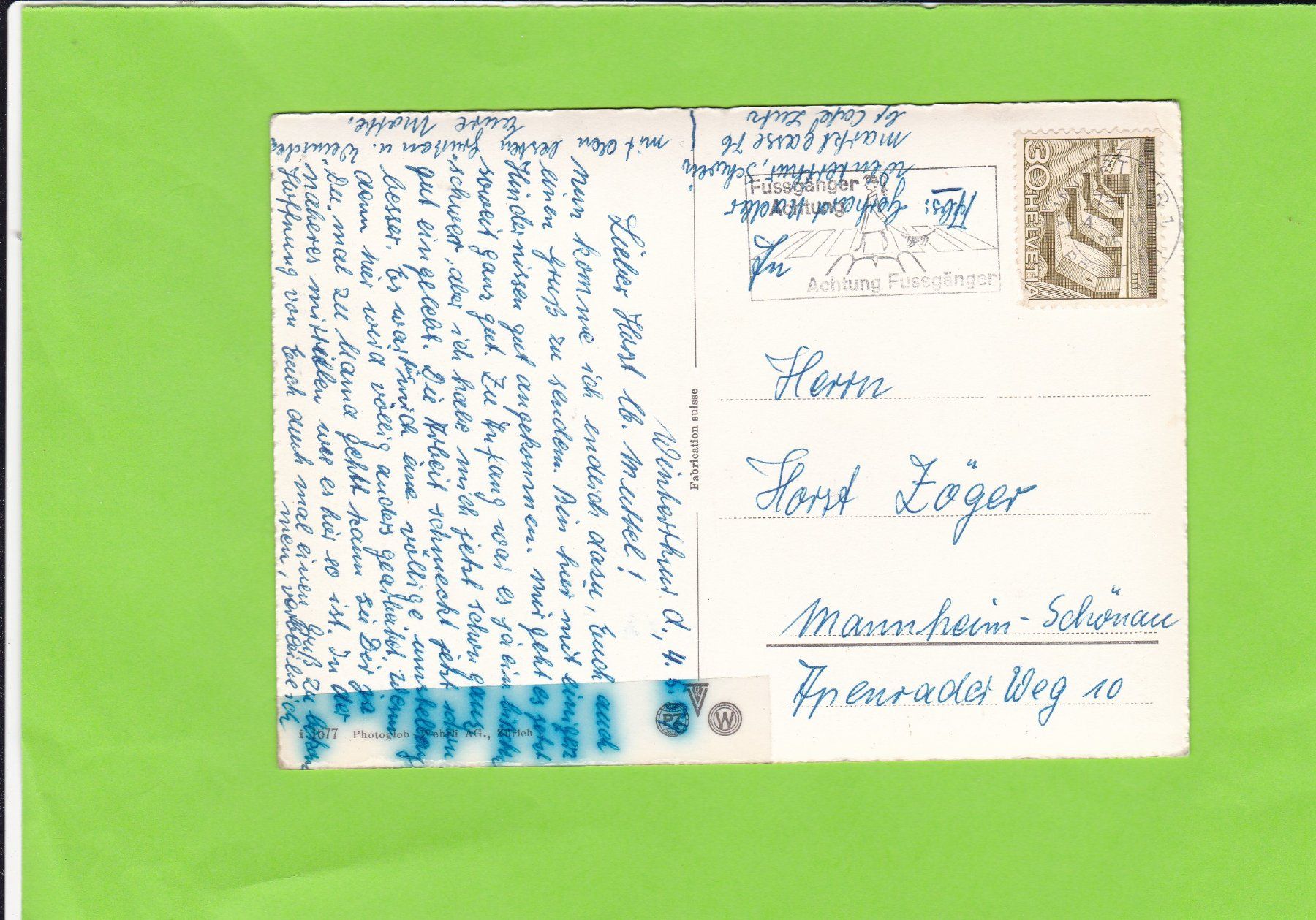 Cartoline postali: Winterthur – Usato da St. Peterzell venduto da neckertal 1