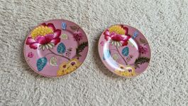 Pip 2x kleine Teller, 17,5 cm – Blumen& Schmetterlinge, Rosa