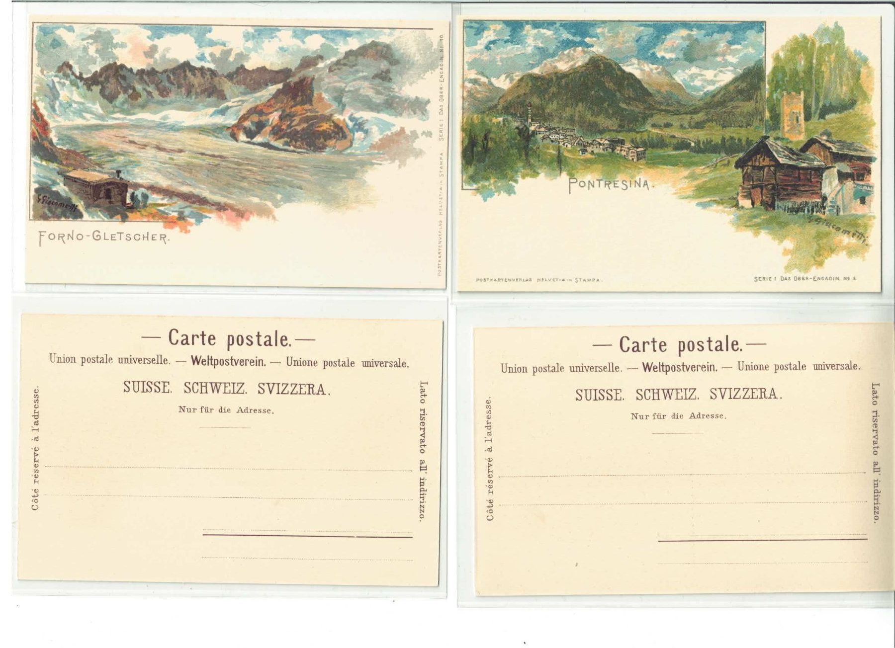 Cartoline postali: Giacometti Ansichtskarten  Engadin – Usato da untervaz venduto da Wingert 2