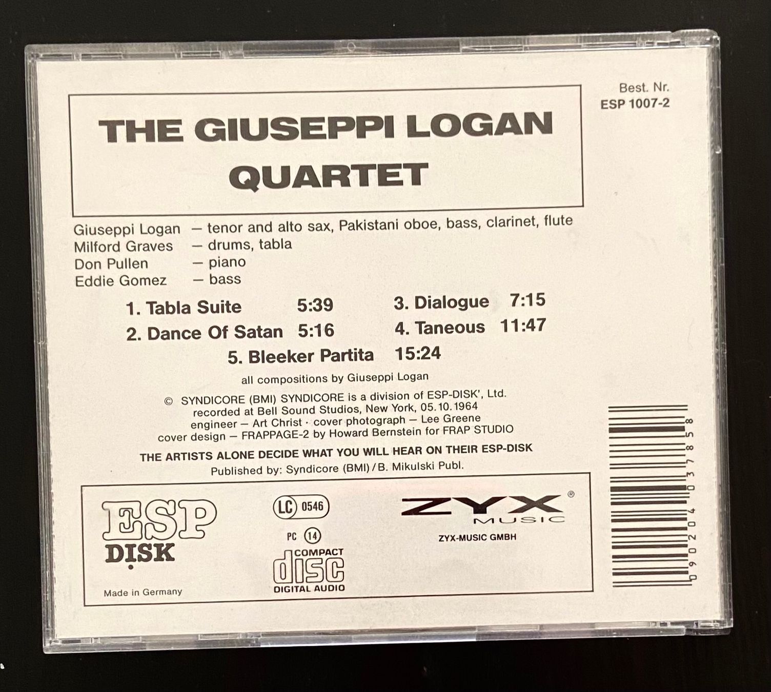 CDs: THE GIUSEPPI LOGAN QUARTET (1964) Jazz CD – Gebraucht aus Luzern von Lycka 1